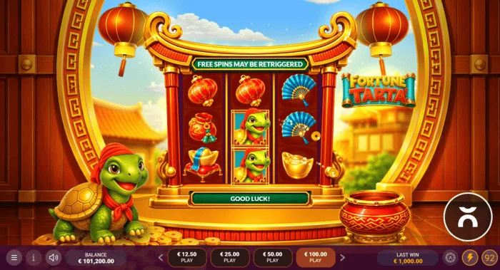Fortune Tarta – spillskjerm med hjul og skilpadde